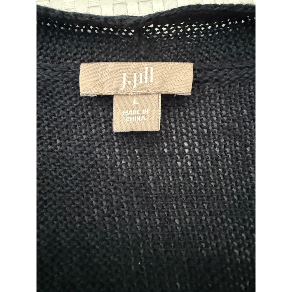 J Jill Womens Navy Blue Linen Blend Knit Vest Size L Coastal Beach Mature - Picture 7 of 7